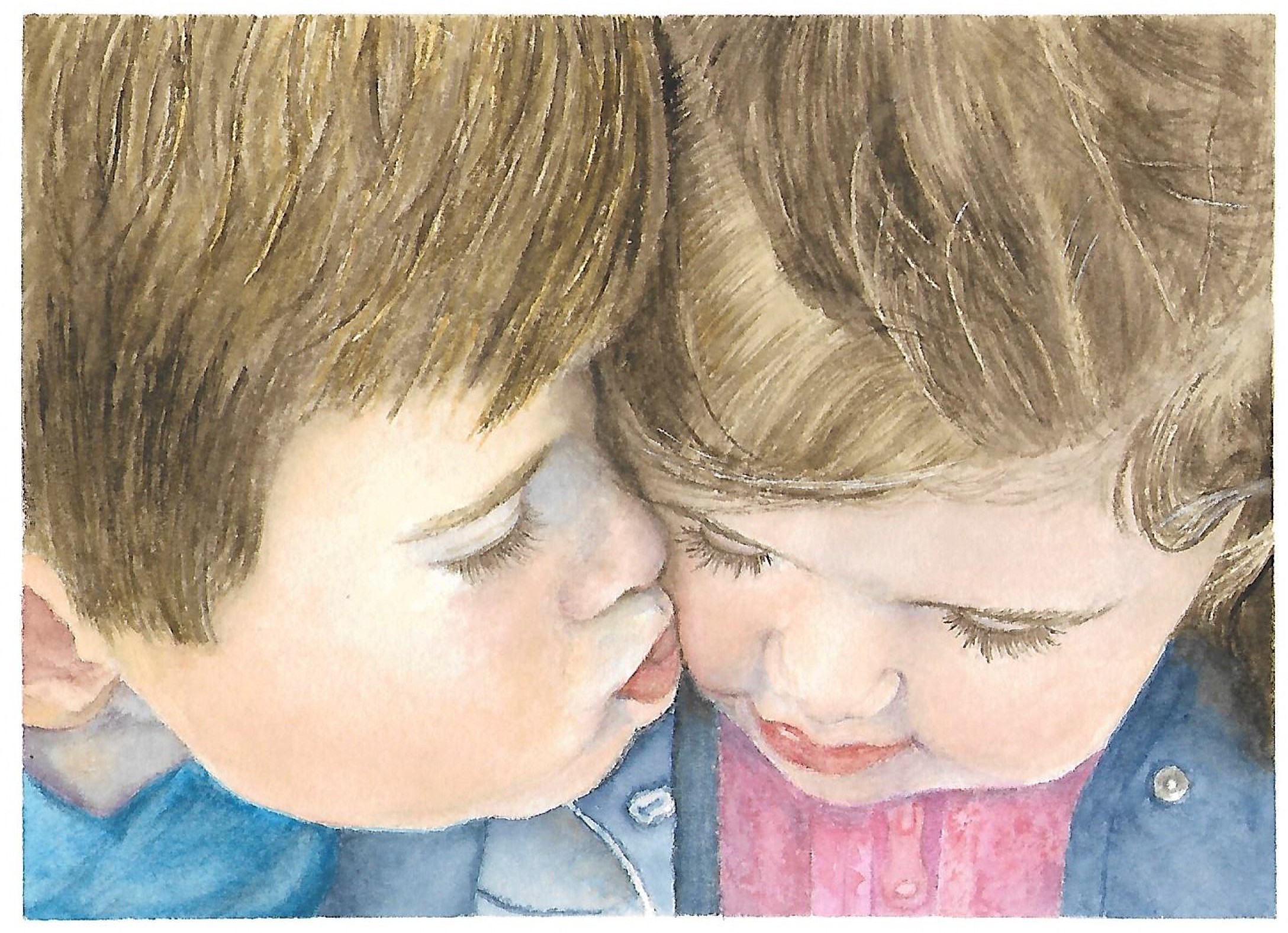 Painting of Ethan kissing Aubrey by Karen